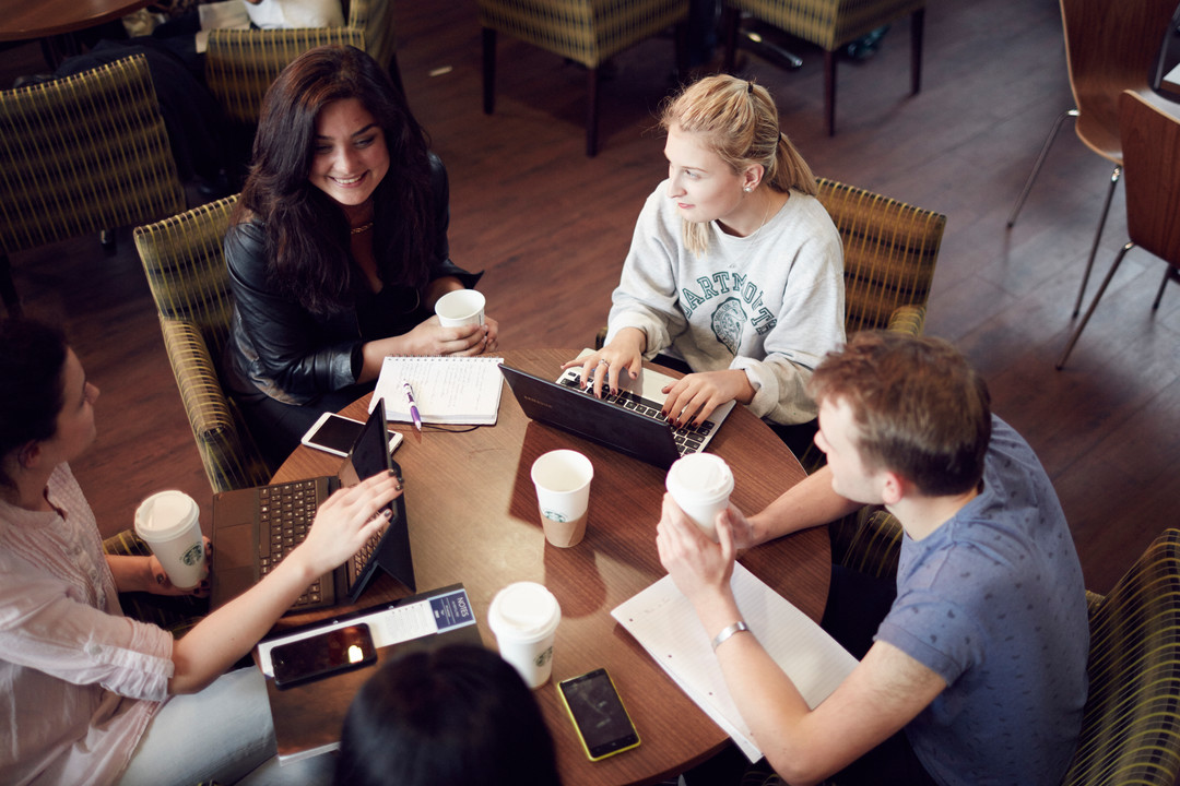 Students sat around computers