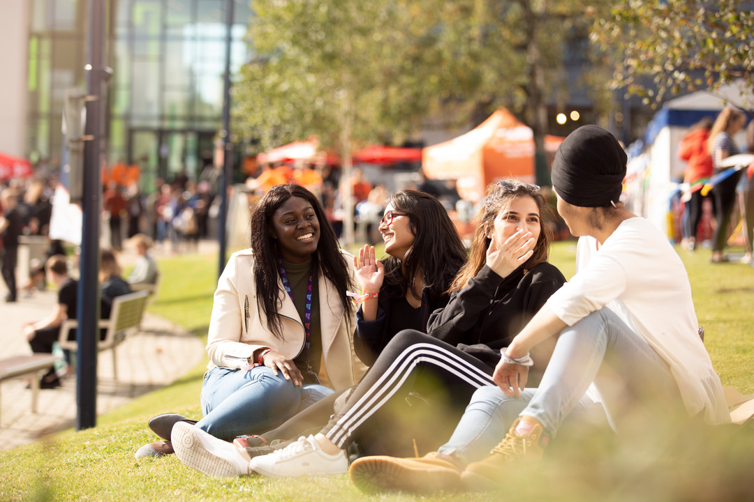 Students sitting on campus