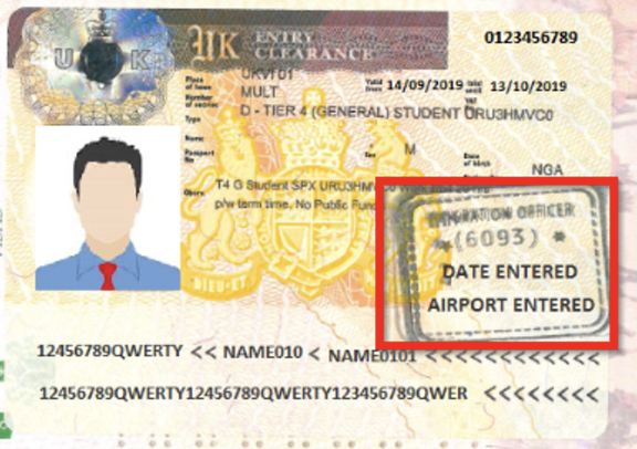 Image of an entry stamp on an entry clearance vignette