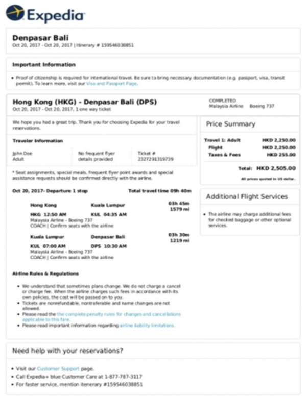 Example  of an eGate certificate
