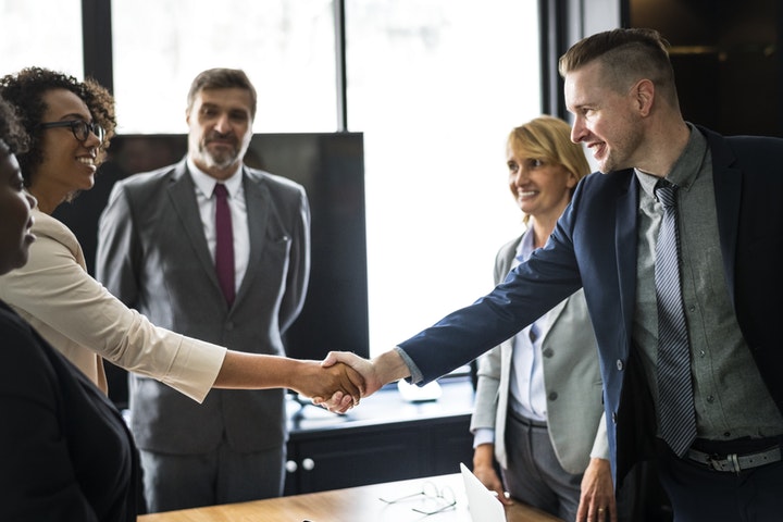 Job interview shake hands